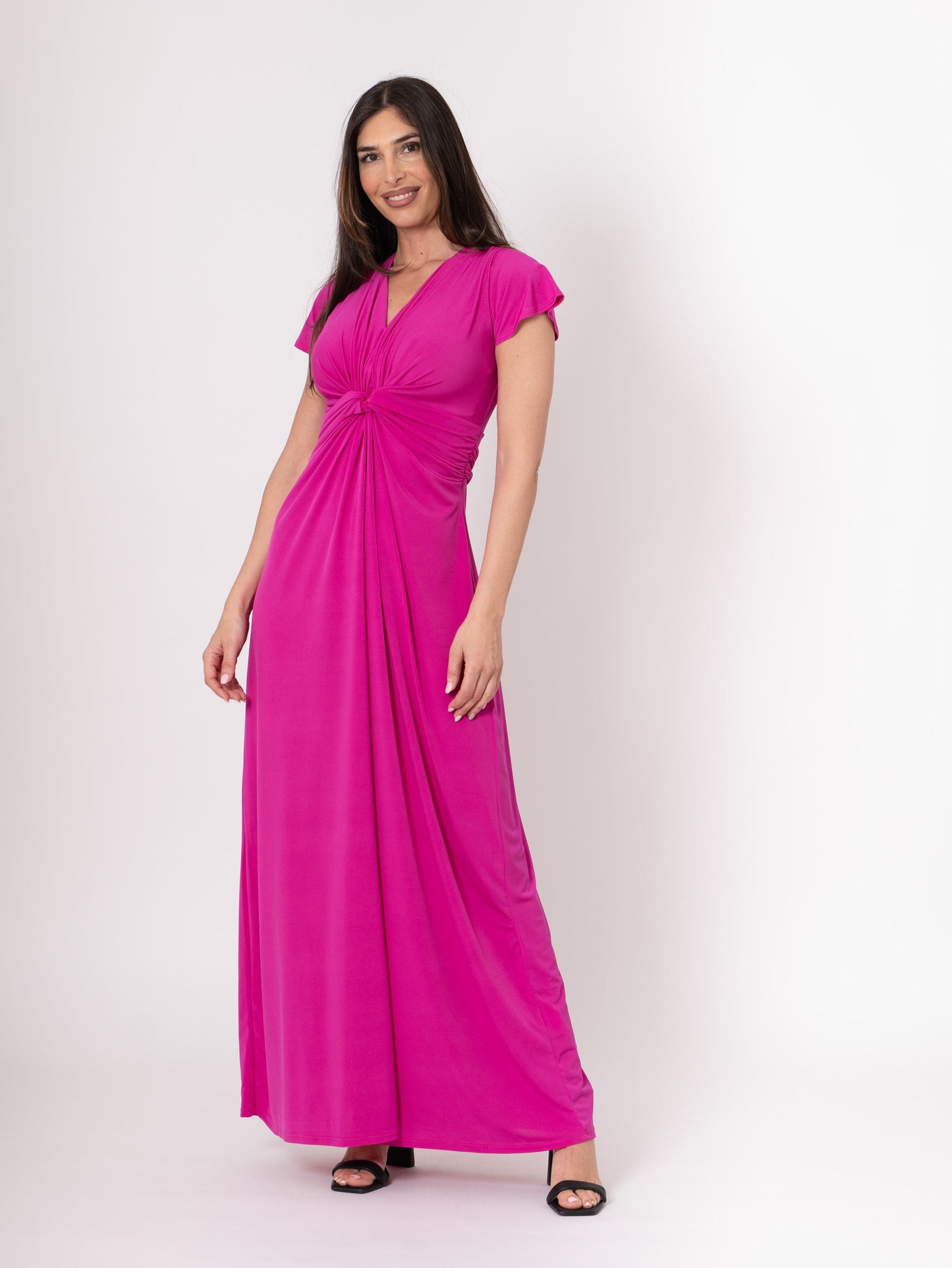 Fuchsia Knot Detail Long Dress