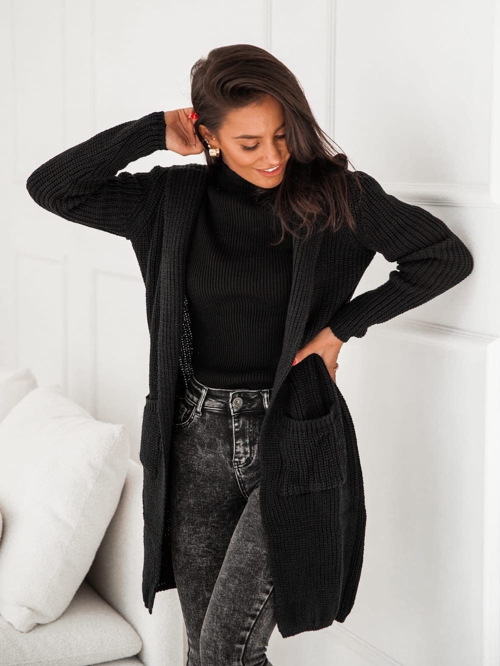 Women's Fitted Black Turtleneck
