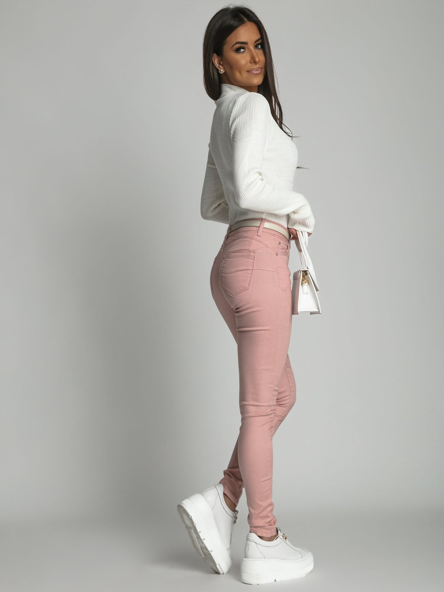 Women's Fitted Cream Turtleneck