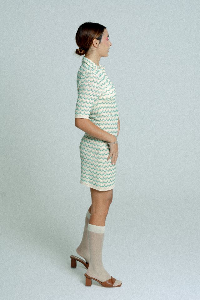 Lightweight Cotton Knit Button-Up Tennis Dress