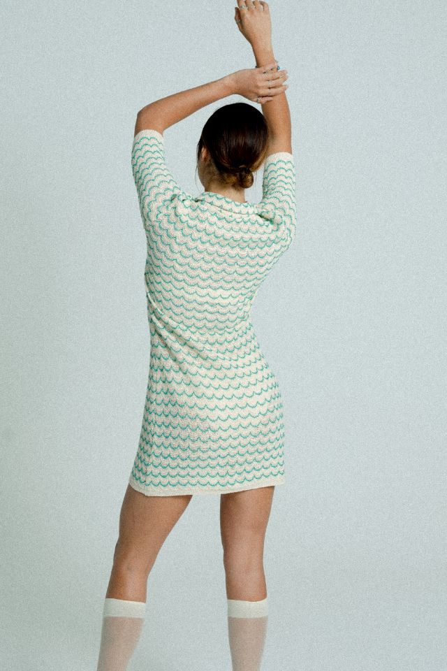 Lightweight Cotton Knit Button-Up Tennis Dress