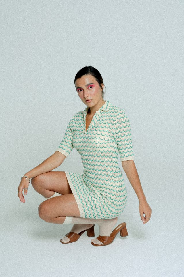 Lightweight Cotton Knit Button-Up Tennis Dress