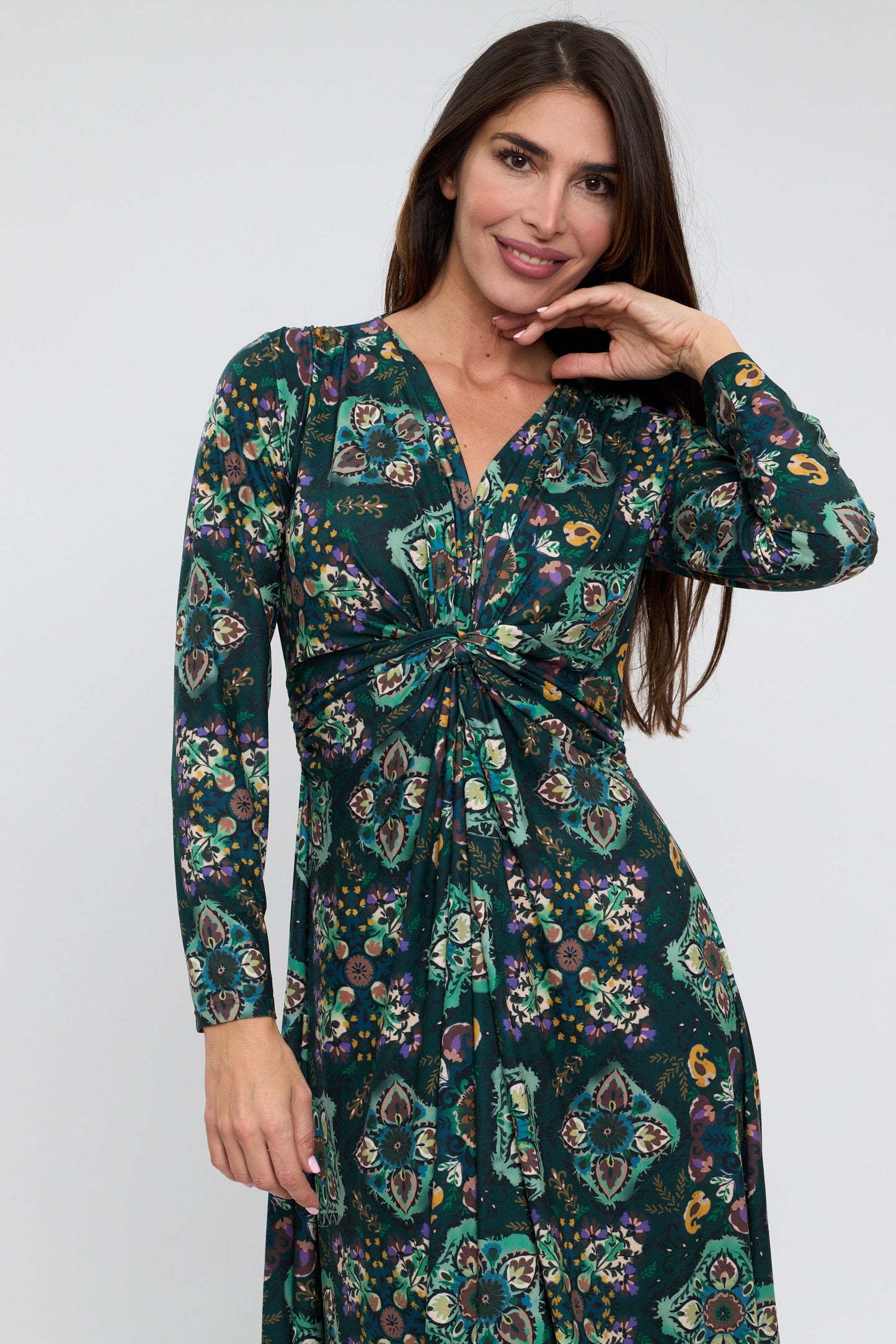 Green Knot Detail Midi Dress