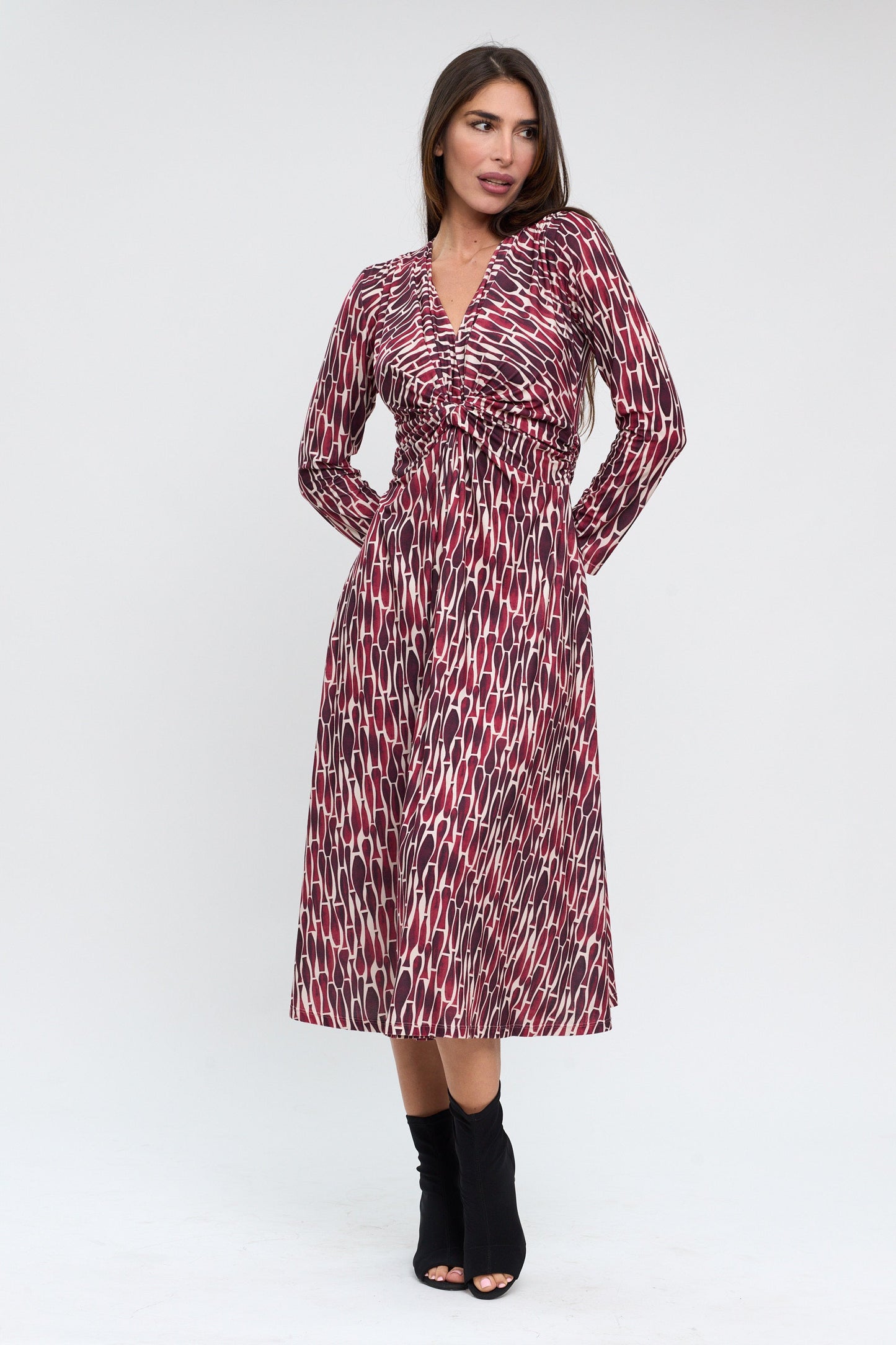 Garnet Knot Detail Midi Dress