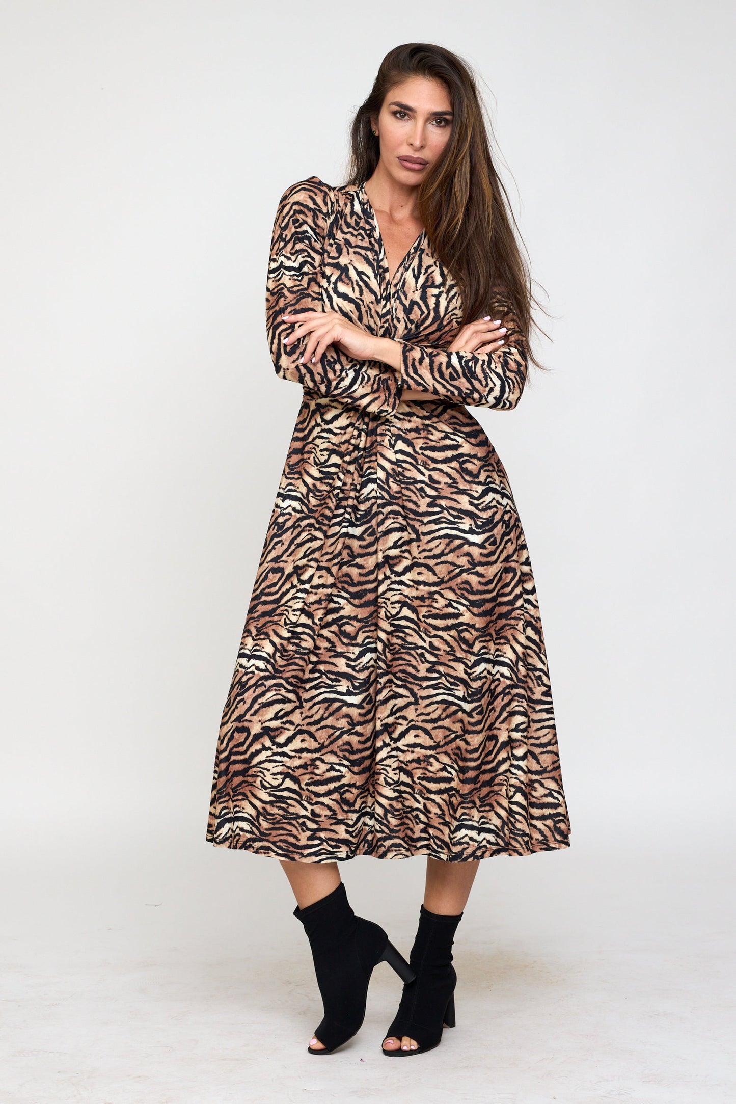 Animal Print Knot Midi Dress