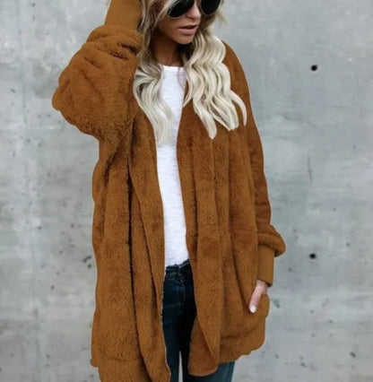 Autumn Winter Double Fleece Long Cardigan Jacket