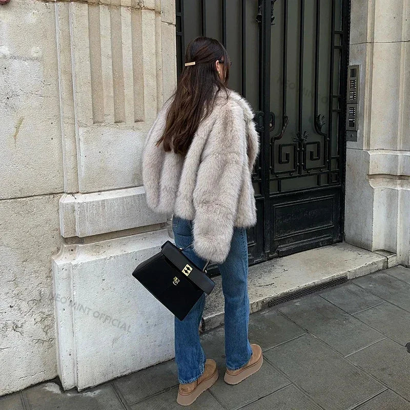 Neo Mint Gradient Faux Fur Winter Jacket