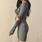 Women’s Slim Fit Knit Bodycon V-Neck Dress