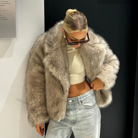 Neo Mint Gradient Faux Fur Winter Jacket