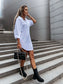 Women’s Solid Color Button-Front Shirt Dress – Casual Long Sleeve