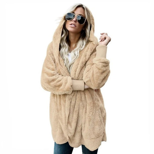 Autumn Winter Double Fleece Long Cardigan Jacket