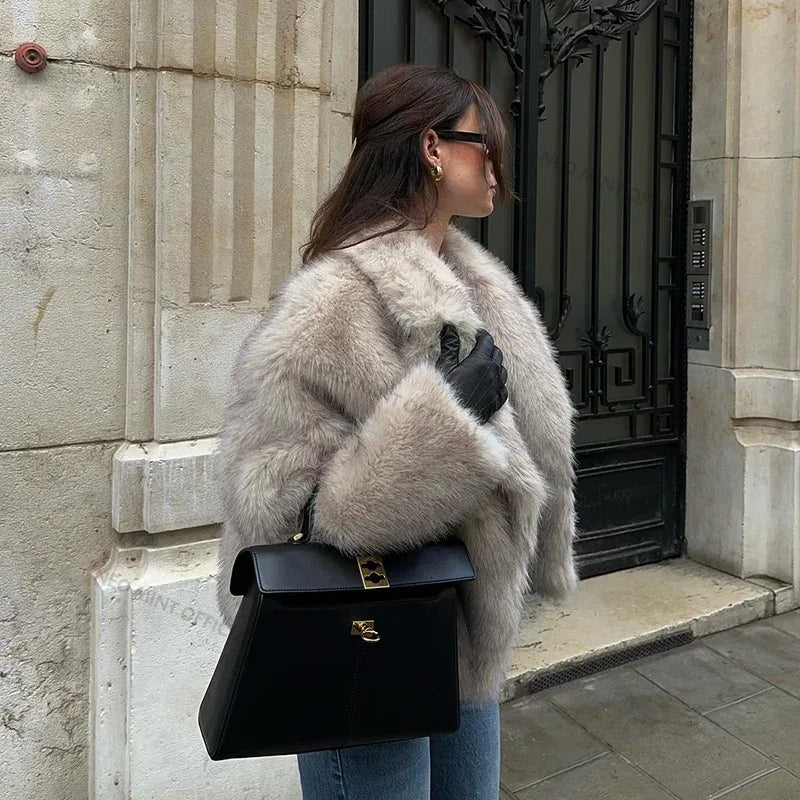 Neo Mint Gradient Faux Fur Winter Jacket