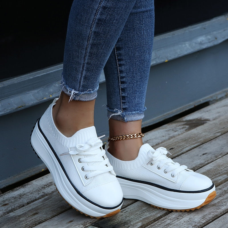 Women’s Summer Knitted Sneakers – Breathable Vulcanized Shoes