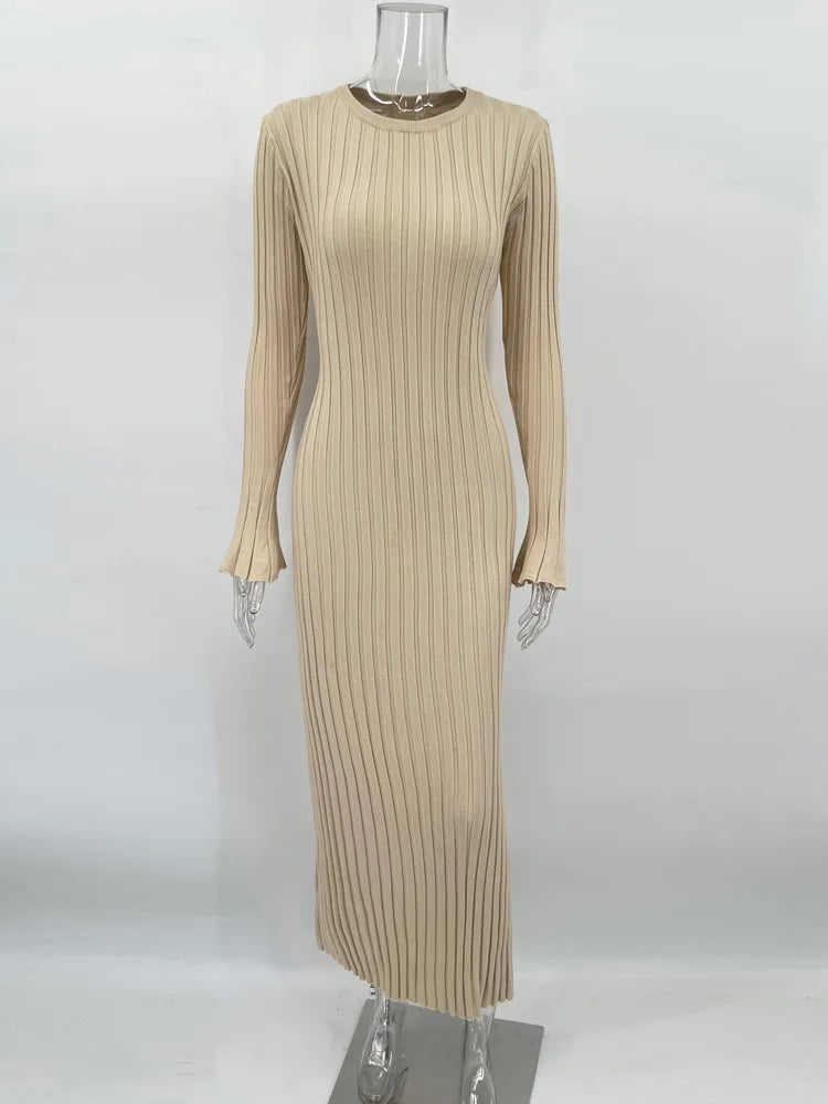 Tossy Lace-Up Knit Maxi Dress
