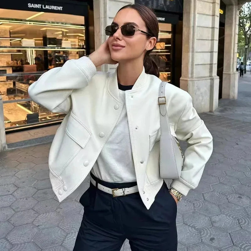 ASDS White Button-Up Bomber Jacket