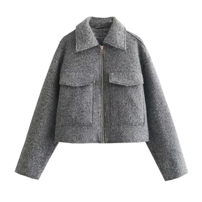 ASDS Autumn Winter Tweed Cropped Jacket