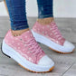Patterned Canvas Women’s Sneakers – Casual Sport Shoes