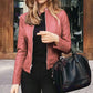 Slim Fit Faux Leather Moto Jacket