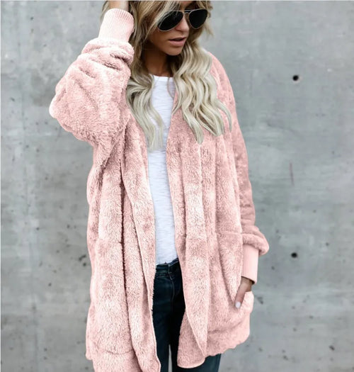 Autumn Winter Double Fleece Long Cardigan Jacket