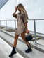 Women’s Solid Color Button-Front Shirt Dress – Casual Long Sleeve
