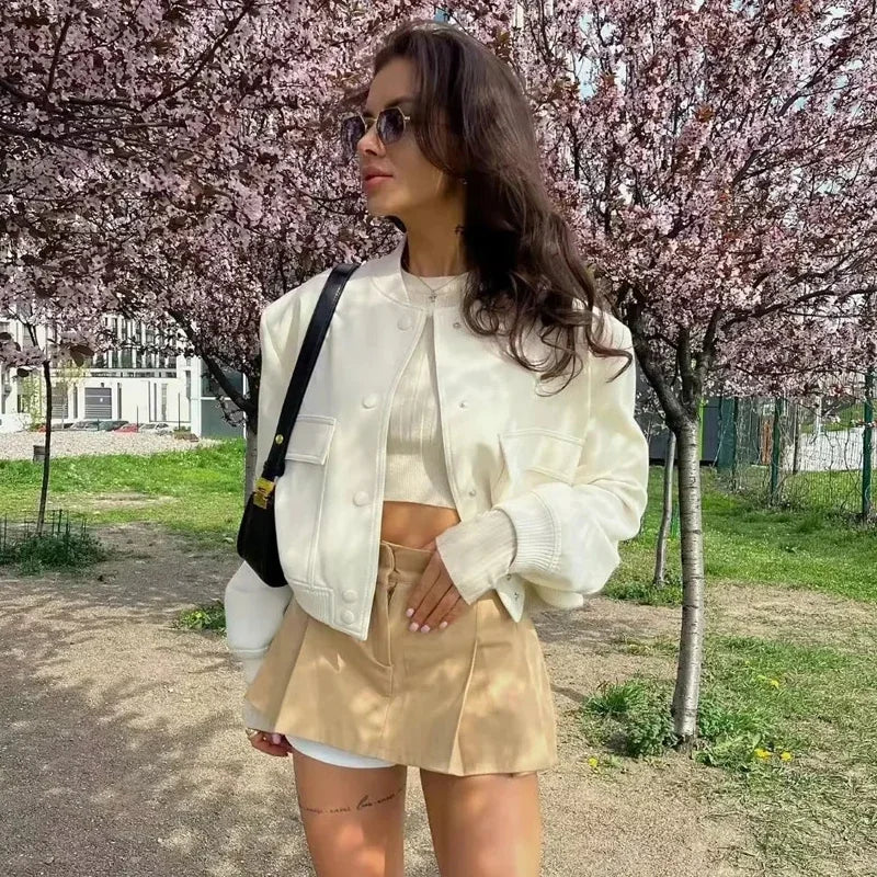 ASDS White Button-Up Bomber Jacket
