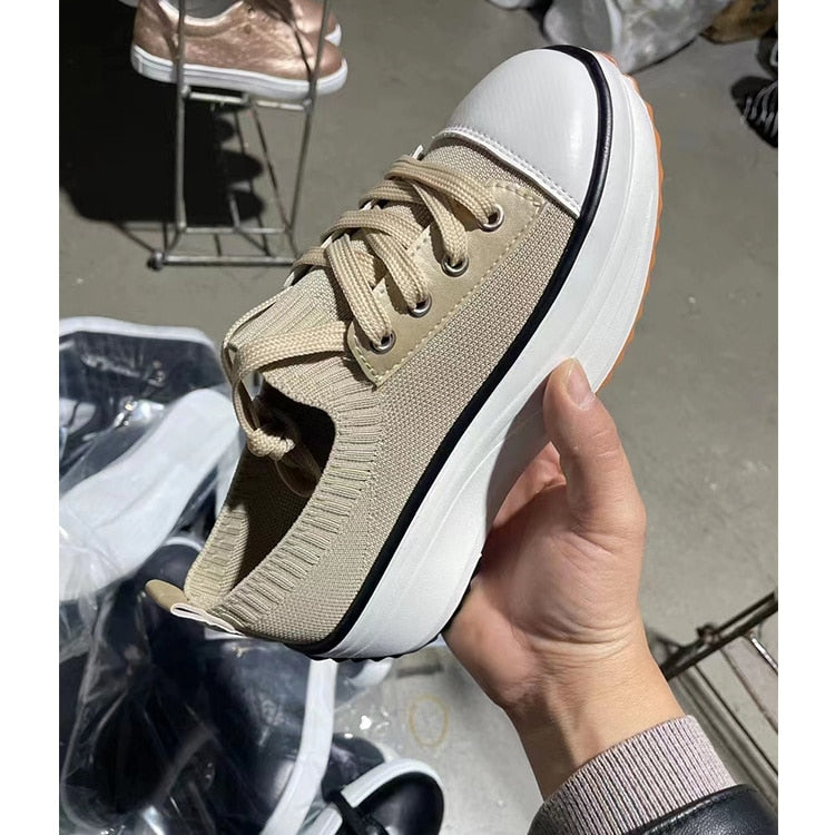 Women’s Summer Knitted Sneakers – Breathable Vulcanized Shoes