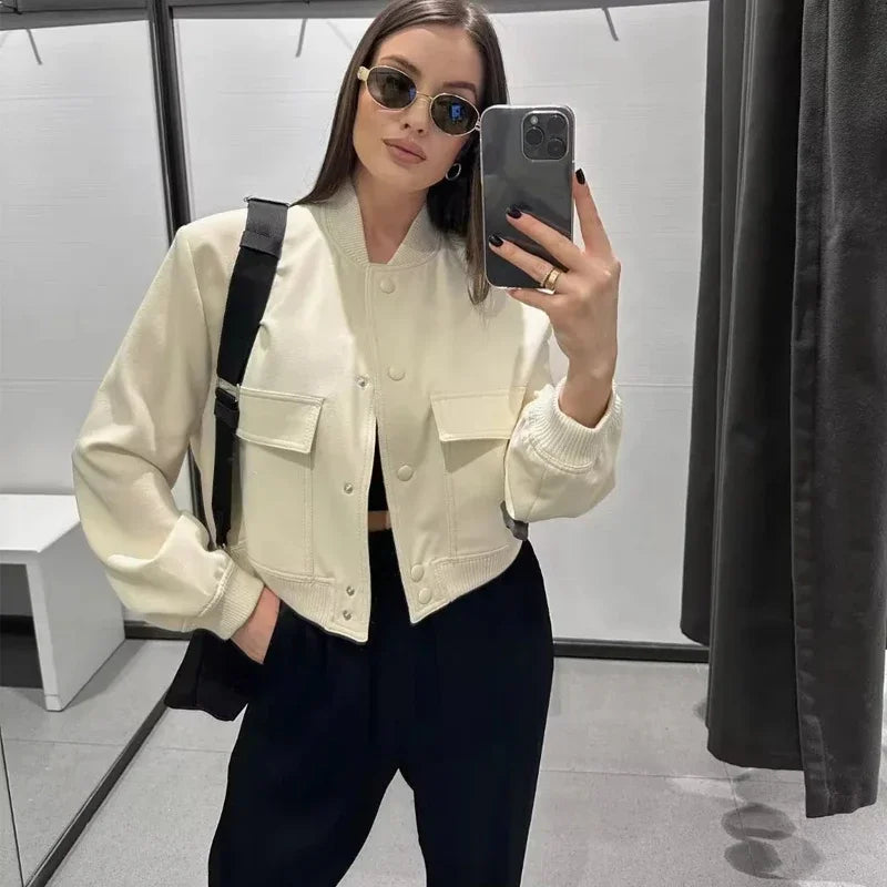 ASDS White Button-Up Bomber Jacket
