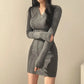 Women’s Slim Fit Knit Bodycon V-Neck Dress