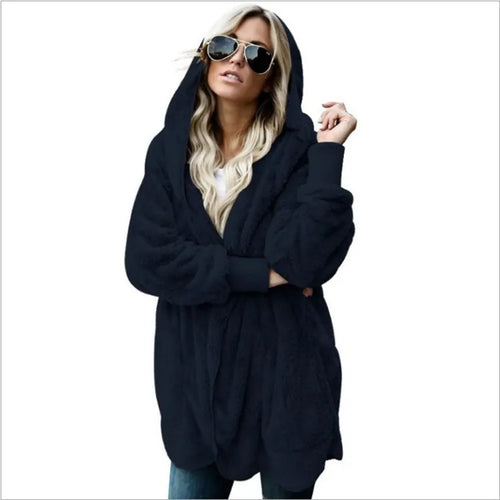 Autumn Winter Double Fleece Long Cardigan Jacket