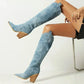Women’s Denim Knee-High Western Boots