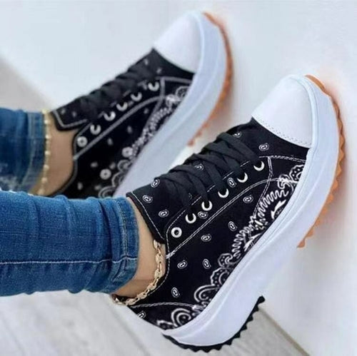 Patterned Canvas Women’s Sneakers – Casual Sport Shoes