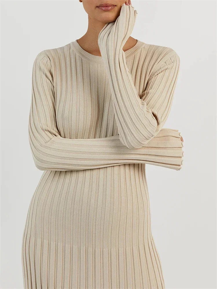 Tossy Lace-Up Knit Maxi Dress