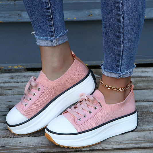 Women’s Summer Knitted Sneakers – Breathable Vulcanized Shoes