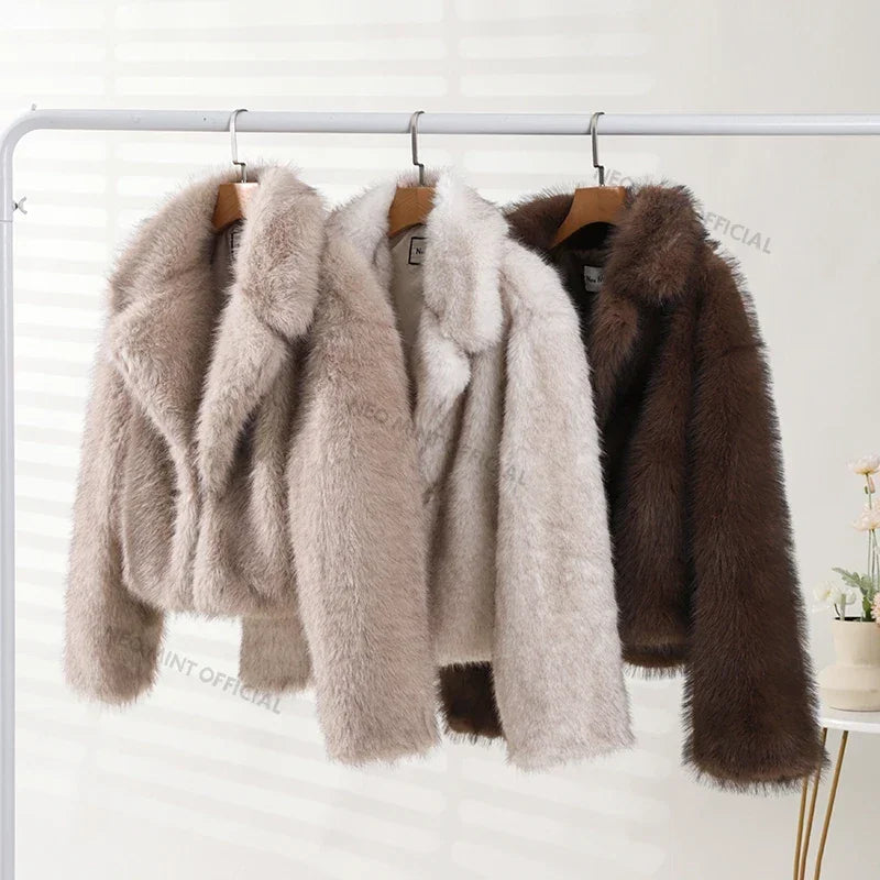 Neo Mint Gradient Faux Fur Winter Jacket