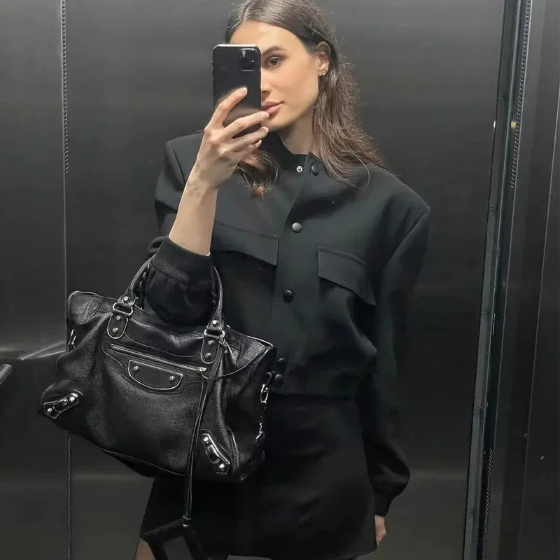 ASDS White Button-Up Bomber Jacket