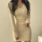 Women’s Slim Fit Knit Bodycon V-Neck Dress