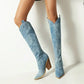 Women’s Denim Knee-High Western Boots