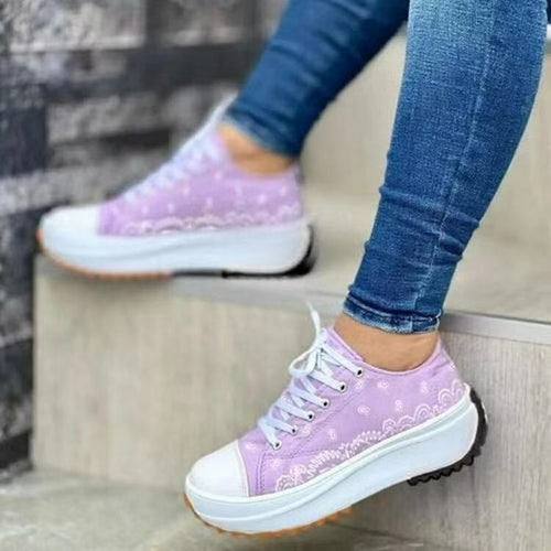 Patterned Canvas Women’s Sneakers – Casual Sport Shoes