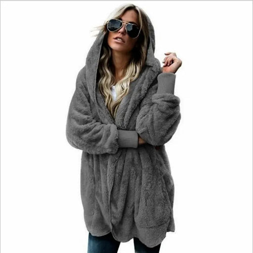 Autumn Winter Double Fleece Long Cardigan Jacket