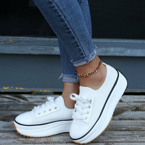 Women’s Summer Knitted Sneakers – Breathable Vulcanized Shoes