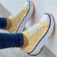 Patterned Canvas Women’s Sneakers – Casual Sport Shoes