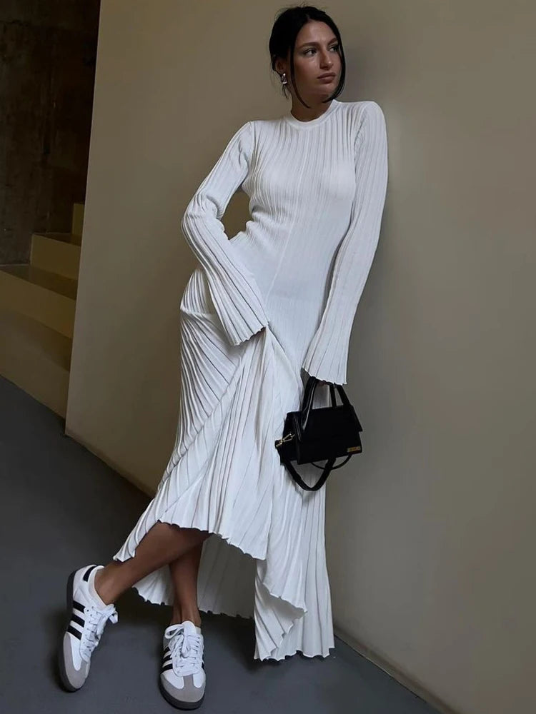 Tossy Lace-Up Knit Maxi Dress