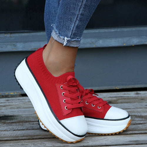 Women’s Summer Knitted Sneakers – Breathable Vulcanized Shoes