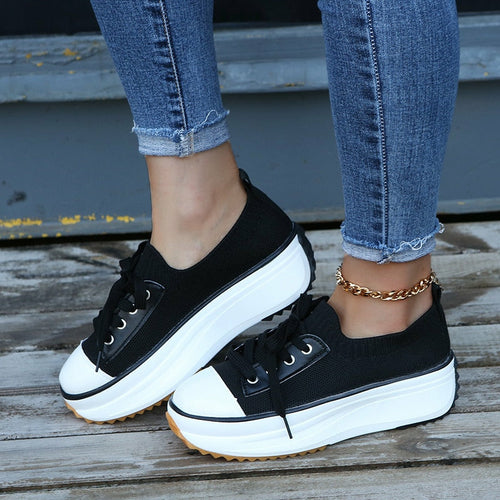 Women’s Summer Knitted Sneakers – Breathable Vulcanized Shoes