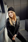 Women's Black Knitted Folded Hat