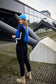 Women's Blue Knitted Cap with Turn-Up