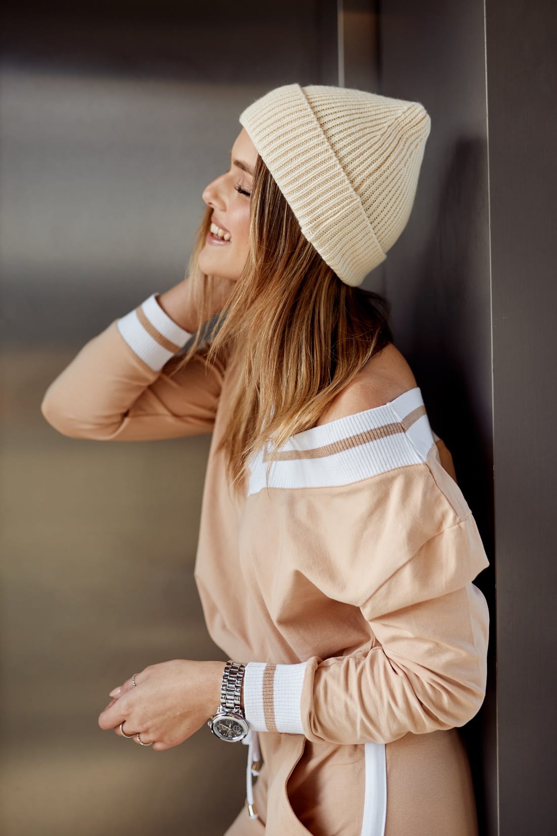 Women's Light Beige Knitted Cap