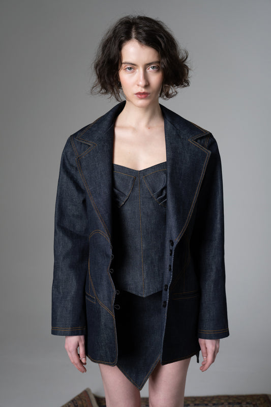 Broken Heart Oversized Denim Blazer
